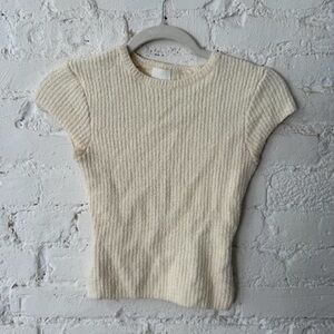 Cream Ribbed Knit Top